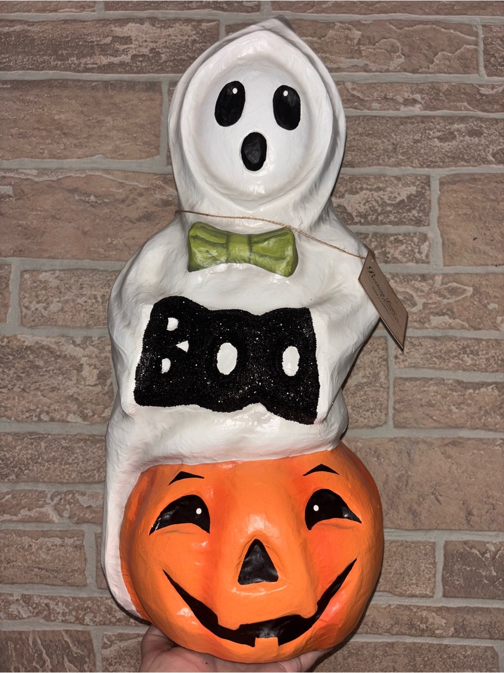 Bethany Lowe Ghost & Pumpkin Halloween Decoration - White, Orange, Black